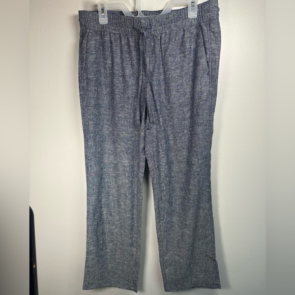 Ann Taylor Factory Navy Drawstring Linen Blend Pants. Size 10. Athleisure Resort - Picture 1 of 8